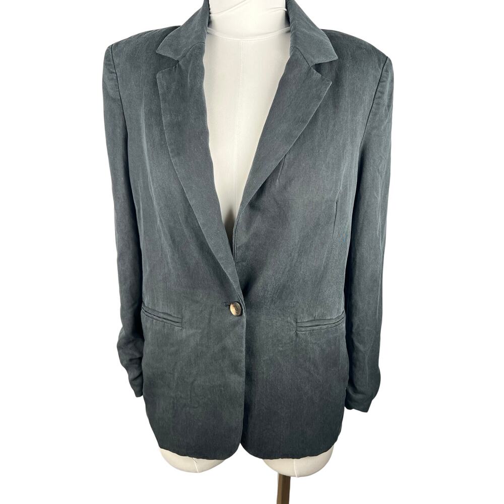 Reformation Charcoal Gray Tencel Lyocell Oversized Blazer Jacket Size XS